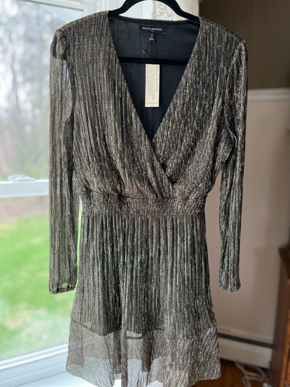 NWT Banana Republic Gold/Black Metallic Glam Spec Occasion Party Dress Sz MP